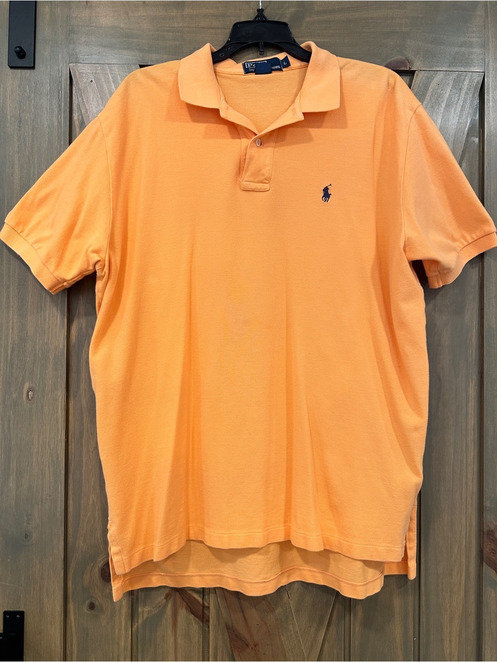 Polo Ralph Lauren Orange Polo Shirt Men's Size L Navy Pony Logo Cotton